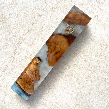 Chic Grey - Olive Wood Mezuzah Case