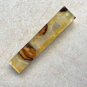 Golden Glow - Israeli Olive Wood Mezuzah
