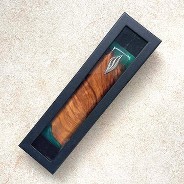 Green Gleam - Luxurious Pearl Green Olive Wood Mezuzah