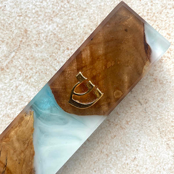 Ivory Oasis - Olive Wood Mezuzahs in White