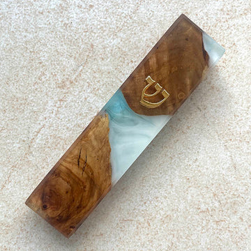 Ivory Oasis - Olive Wood Mezuzahs in White