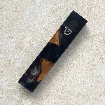 Sleek Shadows - Olive Wood & Black Epoxy Mezuzah Case