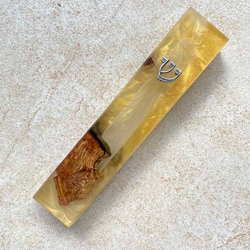 Golden Harvest - Chic Israeli Mezuzah from Olive Wood