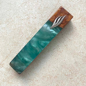 Turquoise Tide - Olive Wood & Epoxy Mezuzah Case