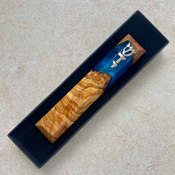 Blue Sea Depths - Handcrafted Mezuzah from Israeli