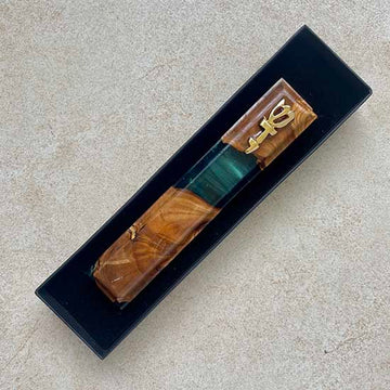Green Tranquility - Israeli Olive Wood Mezuzah Case