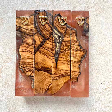 Tree of Life - Set of four Olive Wood Mezuzah cases