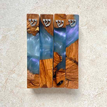 Divine Blue - Set of four Handmade Mezuzah cases