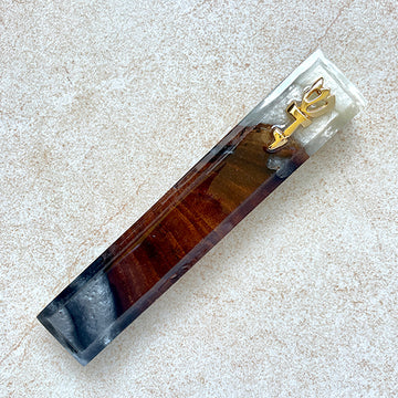 Midnight Radiance - Black & White Strawberry Wood Mezuzah