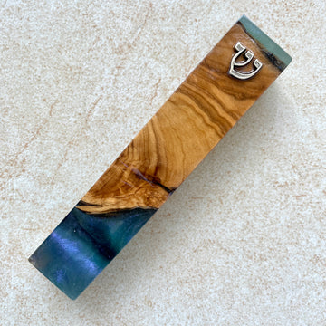 Purple Night - Blue and Purple Olive Wood Mezuzah