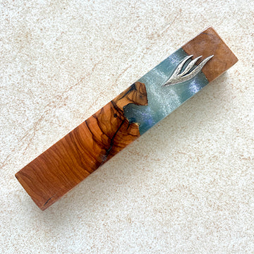 Heavenly Hues - Handmade Israeli Olive Wood Mezuzah Case
