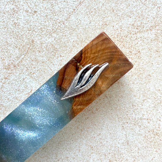 Sky Reflection - Divine Blue Israeli Olive Wood Mezuzah Case