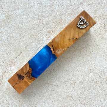 Celestial Waves - Israeli Olive Wood Mezuzah Case
