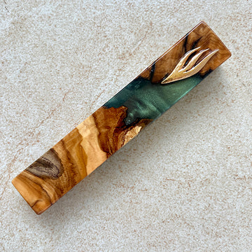 Emerald Haven - Handmade Olive Wood Mezuzah from Israel