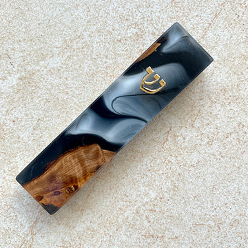 Dark Harmony - Olive Wood Mezuzahs Case in Black
