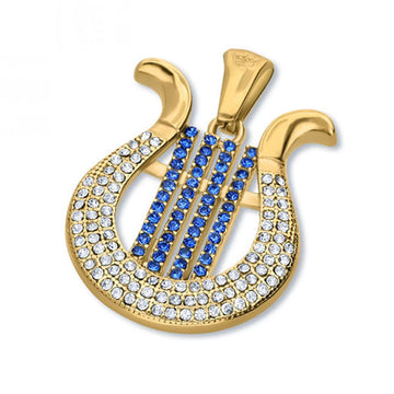 18K Gold & Swarovski King David Harp Women's Pendant