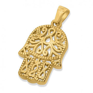 Modern and Unique 18K Gold Hamsa Necklace from Israel