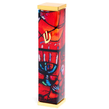 Marc Chagall's America Windows - Square Mezuzah in Red
