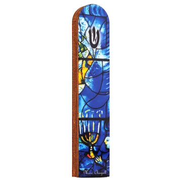 Marc Chagall's America Windows - Wood Mezuzah Case in Blue