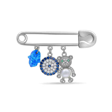 Silver "Lucky Charm" Baby Pin with Swarovski Crystals