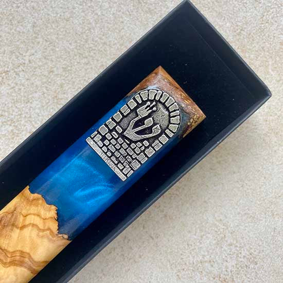 Eilat Blue handmade Mezuzah Case