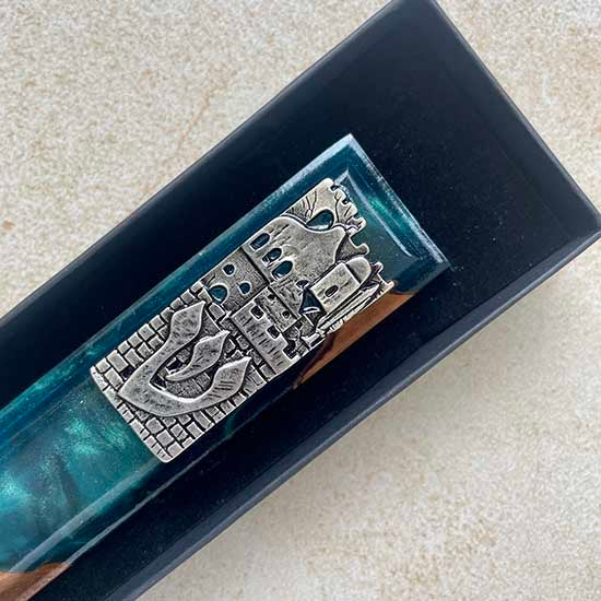 Emerald Kineret Green - Chic Olive Wood Mezuzah case