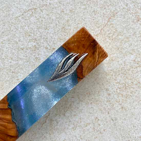 Teal Treasure - Turquoise & Olive Wood Mezuzah