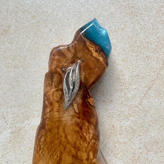 Turquoise Eretz Israel - Olive Wood Mezuzah