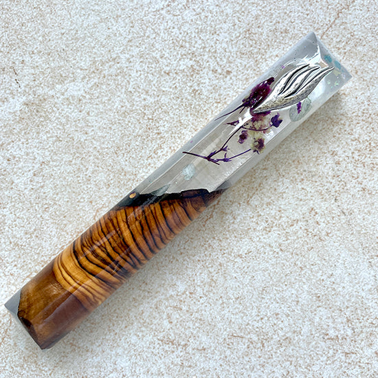 Blooming Faith - Olive Wood Mezuzah Case with Wildflowers