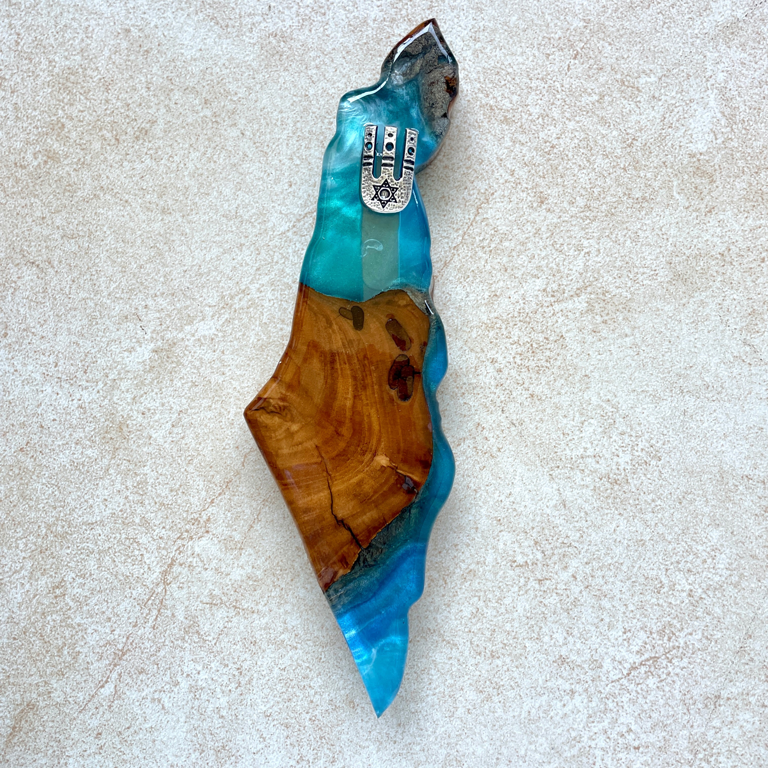 Handmade Turquoise Blue on sale Olive Wood Mezuzah Case SN#25-34