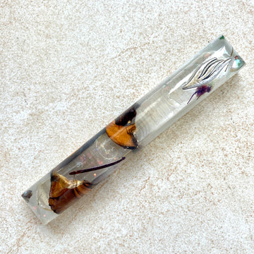 Floral Elegance - Olive Wood Mezuzah Case with wild flowers