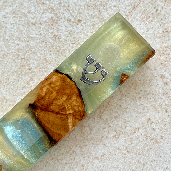 Twilight Grace - Epoxy Resin and Olive Wood Mezuzah Case