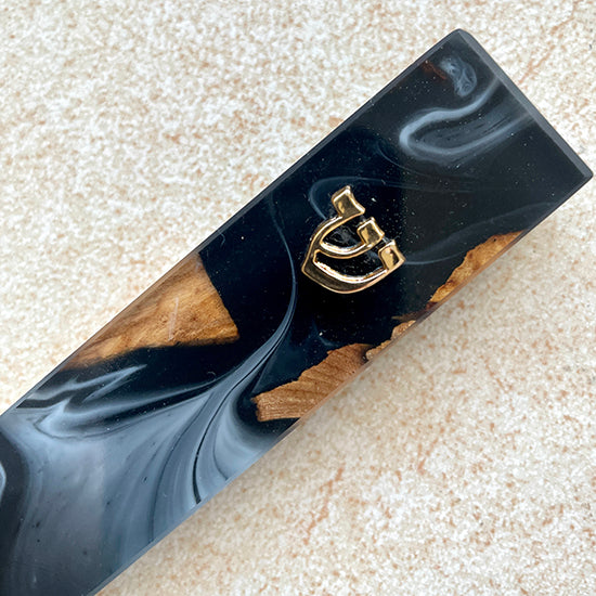 Noir Beauty - Black Epoxy & Olive Wood Mezuzah Case