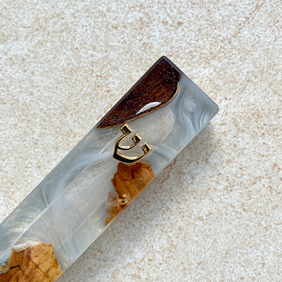 Slate Serenity - Handcrafted Grey Olive Wood Mezuzah