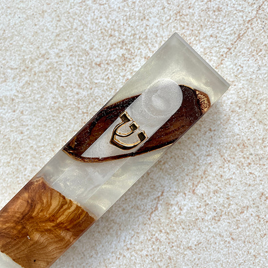 Luminous Tranquility - Epoxy & Olive Wood Mezuzah